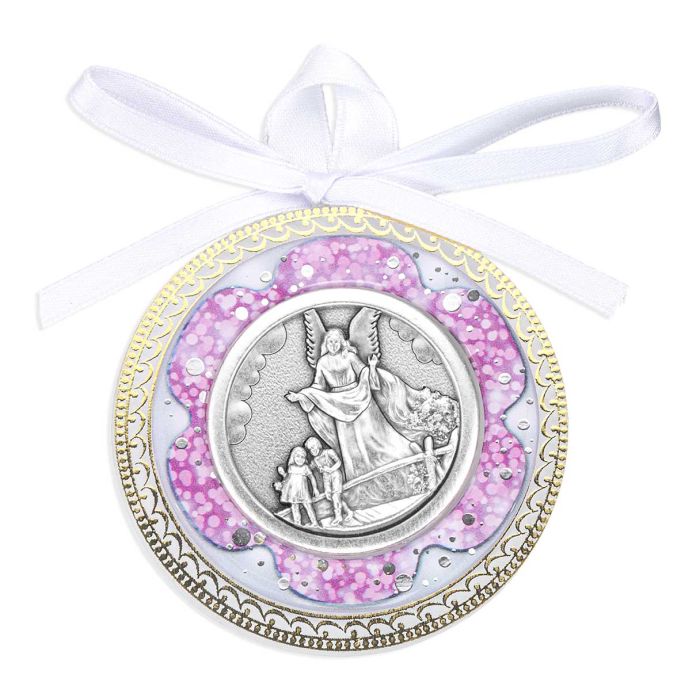 Blue Guardian Angel Crib Medal in Clamshell Packaging