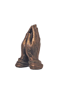 Praying Hands in lightly hand-painted cold cast bronze