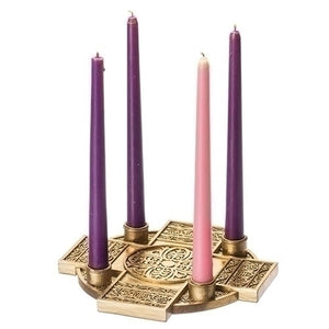 9" CROSS ADVENT CANDLE HOLDER W/OUT CANDLES/GOLD FINISH