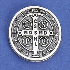Saint Benedict Lapel Pin - Silver Tone
