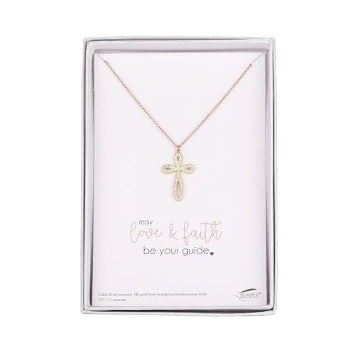 GOLD PAVE CROSS NECKLACE GIFT BOX 15