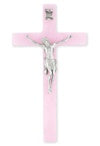 7" PEARLIZED PINK CROSS W/PEWTER CORPUS - 50P-7PP - Catholic Book & Gift Store 