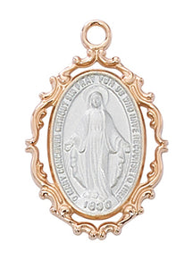 TWO-TONE ROSE GOLD AND STERLING MIRACULOUS MEDAL