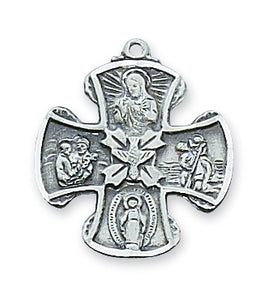 STERLING SILVER 4-WAY CROSS - L412 - Catholic Book & Gift Store 