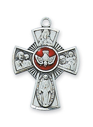 STERLING SILVER 4-WAY/RED ENAMEL - L609E - Catholic Book & Gift Store 