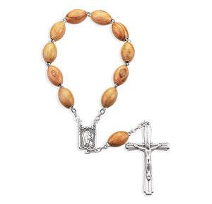 One Decade Olive Wood Bead Rosary