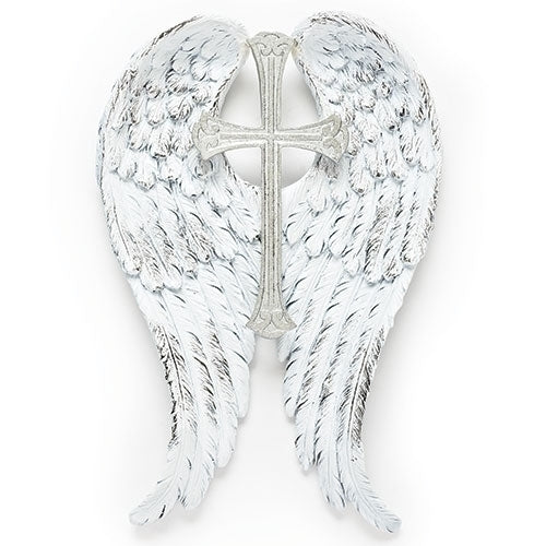 WINGS WITH SILVER CROSS WALL PLAQUE