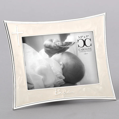 Curved Baptism Frame with Silver Cross