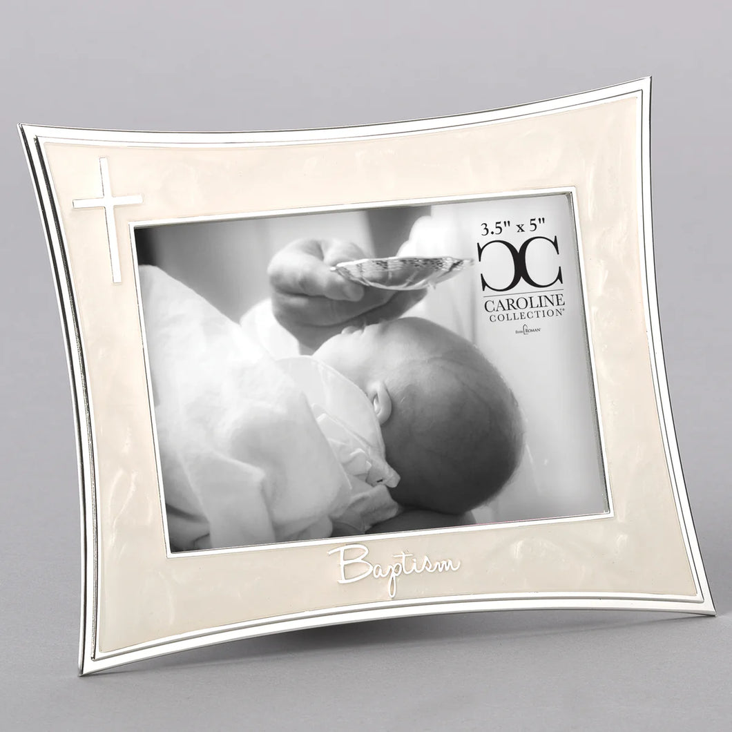 Curved Baptism Frame with Silver Cross