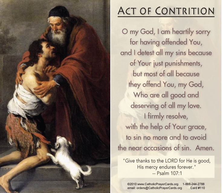 Contrtion Scriptures Act of Contrition Prayer Card – Catholic Book & Gift Store