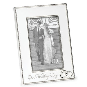 White Wedding Frame with Rings