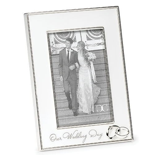 White Wedding Frame with Rings