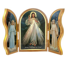 Divine Mercy Standing Natural Wood Triptych