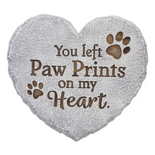 “You left Paw Prints on my Heart” - Pet Memorial Heart Garden Stone
