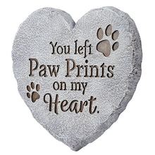 “You left Paw Prints on my Heart” - Pet Memorial Heart Garden Stone
