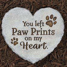 “You left Paw Prints on my Heart” - Pet Memorial Heart Garden Stone