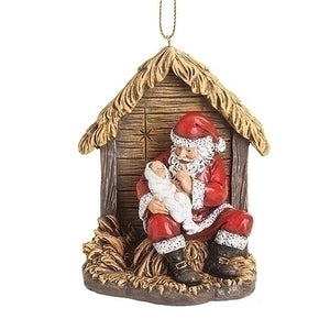 Shushing Santa with Baby Jesus Ornament
