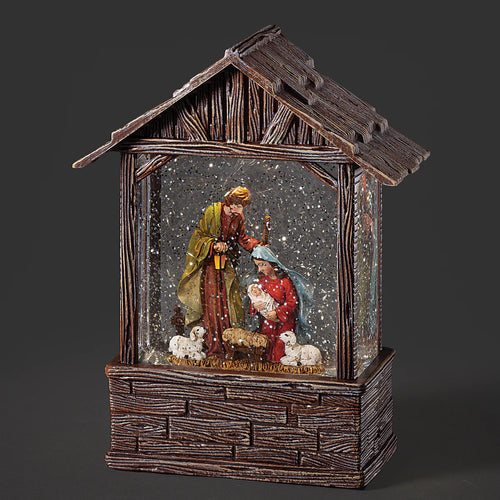 Confetti Lites Lighted Swirl Nativity Stable with Holy Family