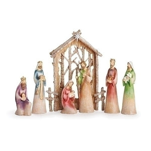 7 piece Nativity Set With Birch Backdrop