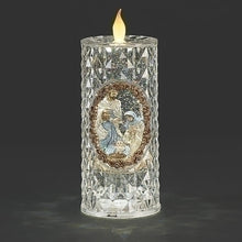Lighted Swirl LED Candle with Holy Family - Catholic Book & Gift Store 