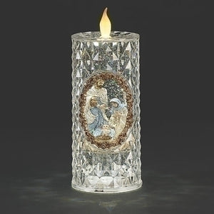 Lighted Swirl LED Candle with Holy Family