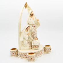Holy Family with Poinsettia Accents Advent Candle Holder