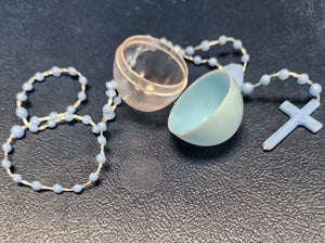 3mm Blue Cord Rosary in Small Plastic Egg