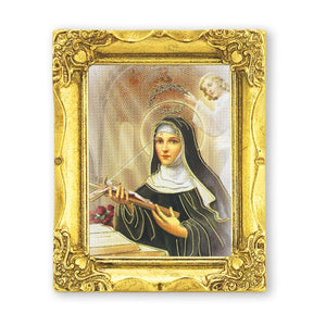 3" x 2" Antique Gold Frame with Saint Rita Print