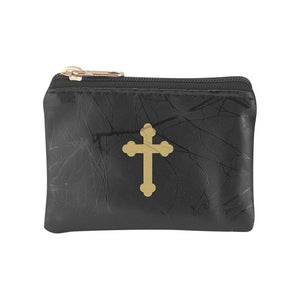 Black Marbled Patterned Rosary Pouch