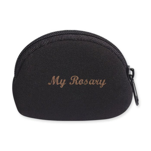 Black Neoprene Rosary Case, Gold Stamped with My Rosary