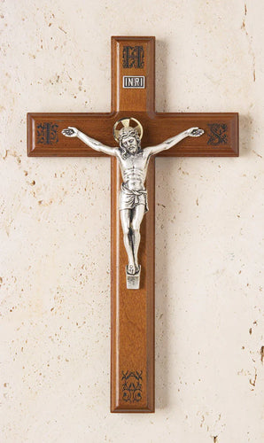 Walnut Crucifix with Laser-engraved Pattern