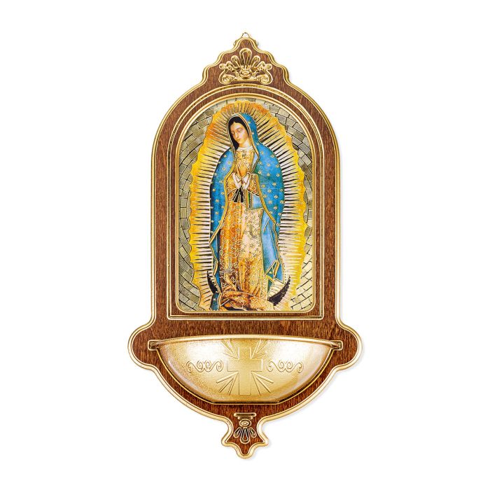 Our Lady of Guadalupe Wooden Holy Water Font