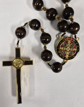 St. Benedict Medal Wood Wall Rosary