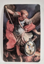 St. Michael Laminated Holy Card with Medal in Spanish