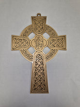 Celtic Pewter Cross in Bright Gold