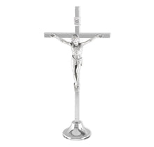 Brass Standing Silver Finished Crucifix with Silver Oxidized Corpus