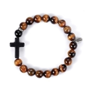 Men's Tiger Eye Stretch Cross Bracelet