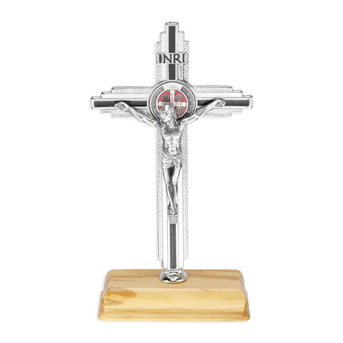 Standing Textured Silver St. Benedict Crucifix