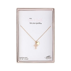 GOLD CROSS NECKLACE ADJUSTABLE 15-16"L; PINK GIFT BOX