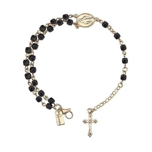 Black Hematite Rosary Bracelet/Adjustable