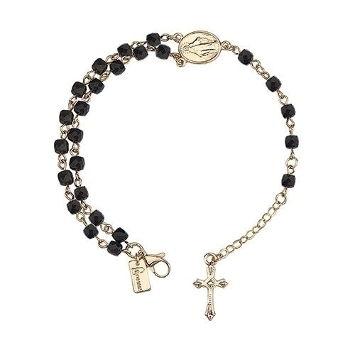 Black Hematite Rosary Bracelet/Adjustable