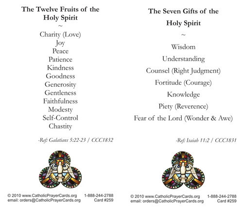 Gifts & Fruits of the Holy Spirit Prayer Card