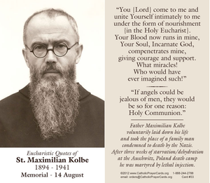 St. Maximilian Kolbe Prayer Card