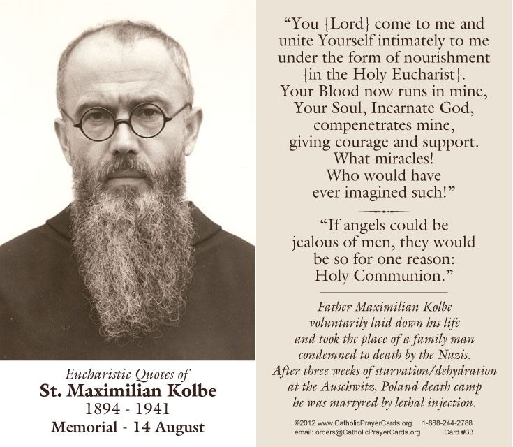 St. Maximilian Kolbe Prayer Card