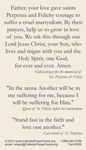 Saints Perpetua and Felicity Prayer Card