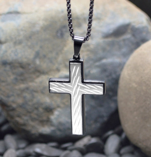 Cross Silver Diamond Plate - Eden Merry Necklace