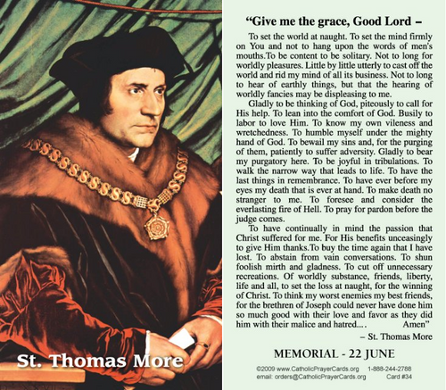 St. Thomas More Prayer Card