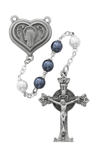 Pewter Blue/White Pearl Rosary