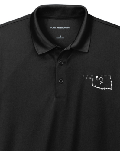 Oklahoma Catholic Rosary Polo: Deep Black / 2XL