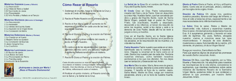 SPANISH - How to Pray the Rosary Fold-over Card
